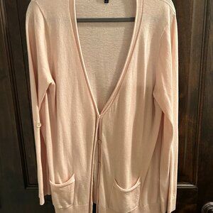 Talbots - v neck cardigan sweater - pale pink